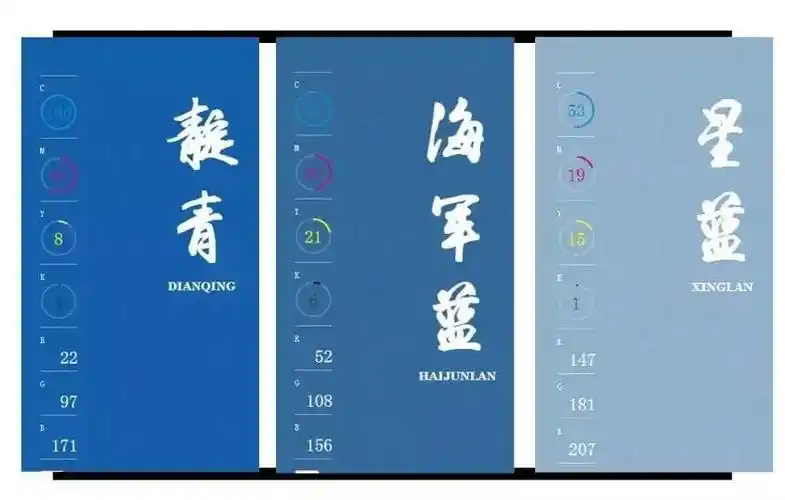 蓝色,分头青,二青,三青,四青等几种,因粉末颗粒粗细不同而产生深浅之