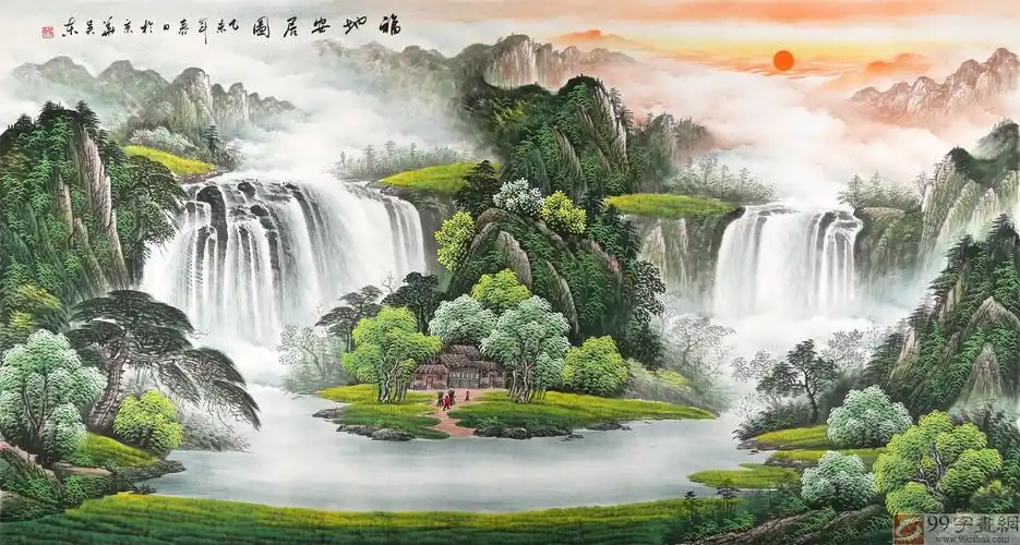 聚宝盆山水旺财画!