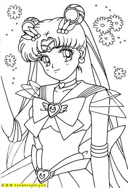 战士青春靓丽美少女卡通涂色图片免费下载-红豆饭小学生简笔画大全