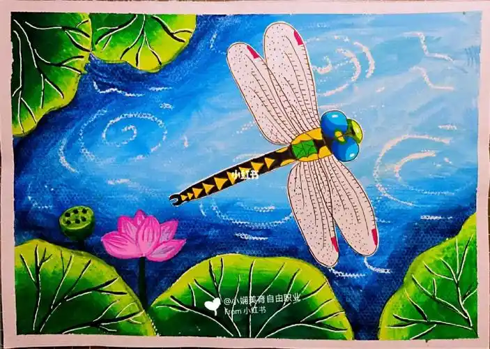 水粉 拼贴#在线美术直播课  #画画  #儿童美育  #蜻蜓  #画画的日常