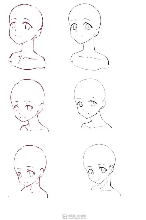 学员作业:动漫人物头部仰视,俯视的画法训练 - 轻微课