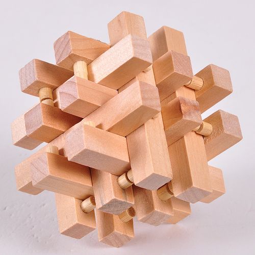 木制成人古典益智玩具孔明锁鲁班锁原色十八罗汉-阿里巴巴