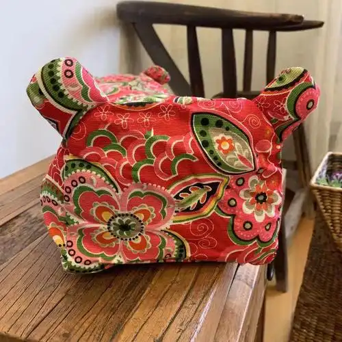 粗布老虎枕头荞麦填充可拆洗米黄色虎头枕