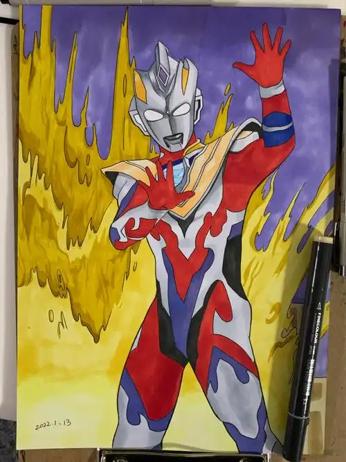 马克笔手绘泽塔奥特曼