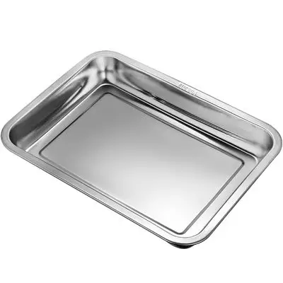 lensurn特厚304不锈钢方盘餐盘 长方形托盘水果盘 烧烤鱼盘菜盘