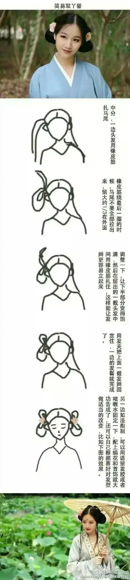 古风古代发型双丫髻