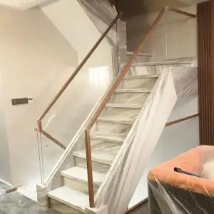 网红钢化玻璃楼梯扶手现代家用室内阳台栏杆超白实木别墅护栏定制