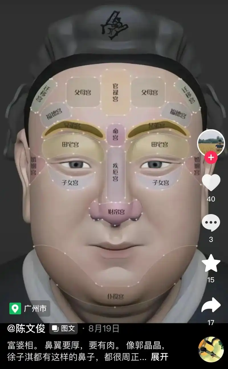 富婆面相.珠圆玉润,明眸皓齿.还真别说,我老姑就长这个样子. - 抖音