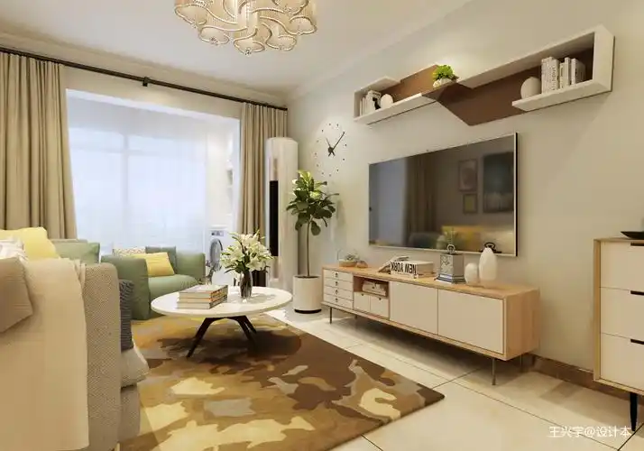 精选70平米二居客厅现代装修实景图片大全二居现代简约家装装修案例