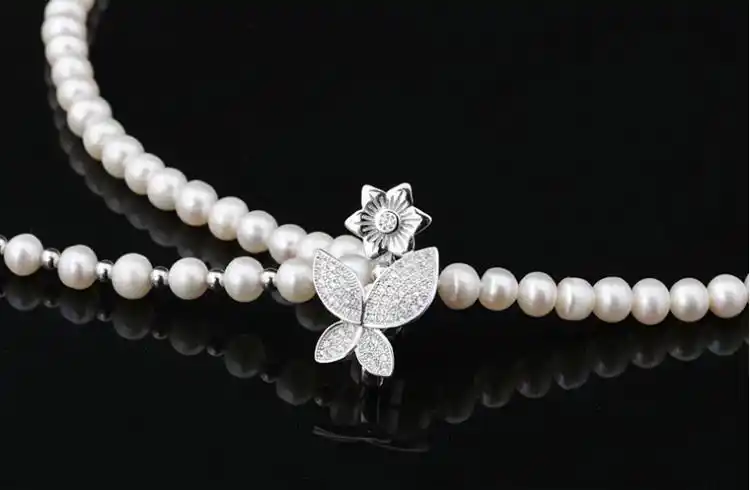 时尚定制银色女性珠链项链项链珍珠珍珠首饰