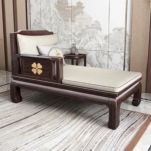 新中式实木紫金檀木贵妃椅太妃椅沙发客厅躺椅单独贵妃榻美人榻