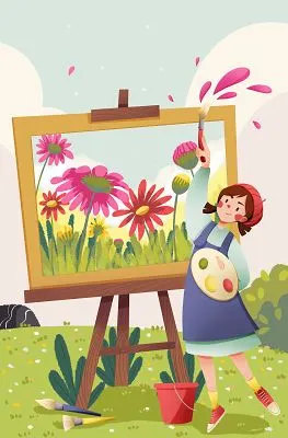 卡通美术培训绘画卡通人物人物插画背景素材儿童绘画比赛海报背景素材