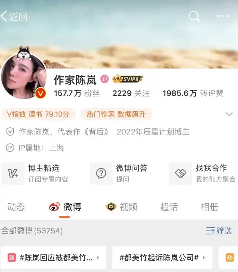 微博大v作家陈岚回应被都美竹起诉:多次联系我和解,但我不