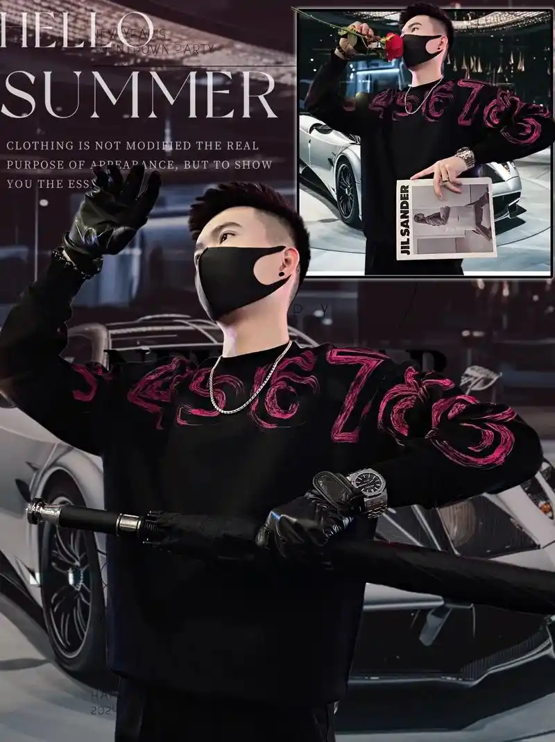 宝子们～设计师款暗黑潮牌卫衣,个性印花长袖上衣,男士春季新款 - 抖