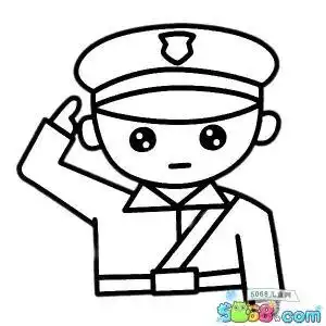 军人卡通简笔画步骤图