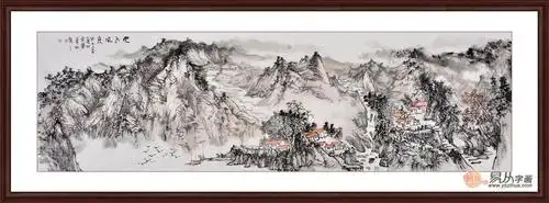 石宾虹八尺对开横幅山水画作品《云水风度》作品来源:易从山水画