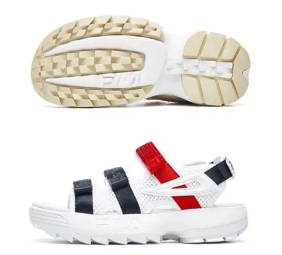 fila fusion斐乐潮牌 凉鞋女2021夏季新款魔术贴女鞋轻便沙滩 集团白