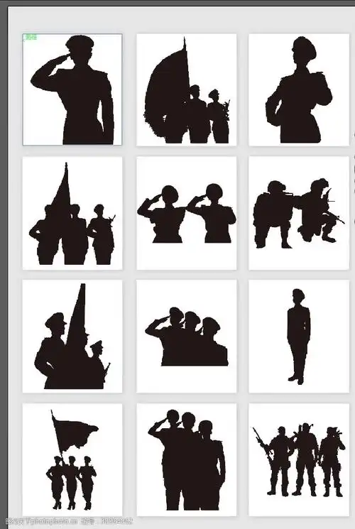 敬礼剪影军队军人