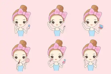 卡通女人化妆照片