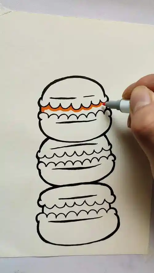 1分钟儿童简笔画,画彩色的美味马卡龙,教宝宝最合适了