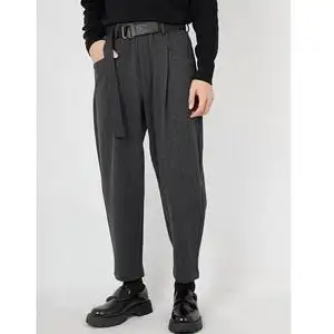 毛呢仿羊毛秋冬季工装裤加绒加厚萝卜九分裤潮锥形裤休闲裤男长裤