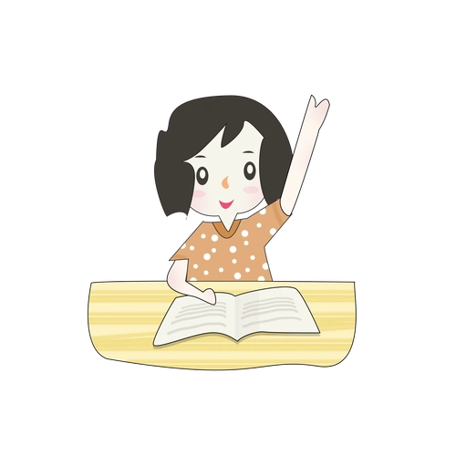 开学季女孩举手发言手绘插画元素