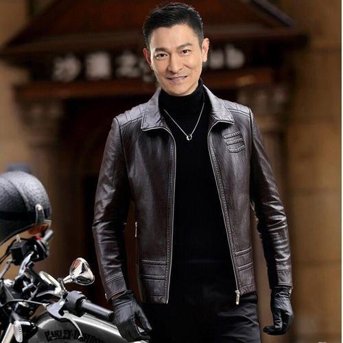 刘德华同款真皮皮衣短款皮夹克山羊皮韩版修身帅气外套显男人本色