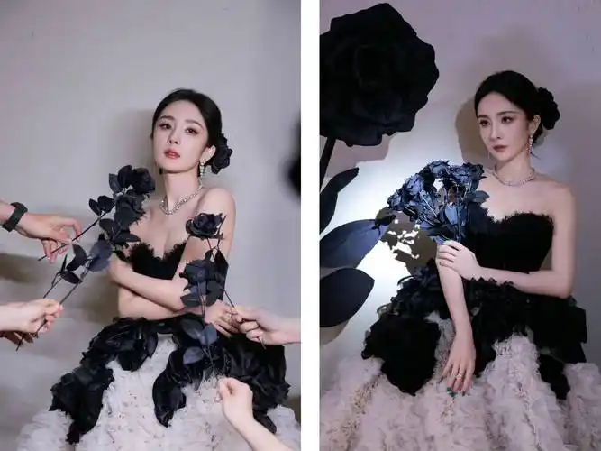 杨幂再度闪耀gq盛典,黑玫瑰造型惊艳亮相,简直美翻了!_气质_话题_女神