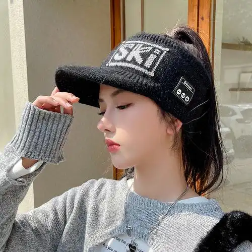 (今日7.2折)新款带蓝牙帽子女秋冬季韩版ins潮字母空顶帽扎高马尾毛绒