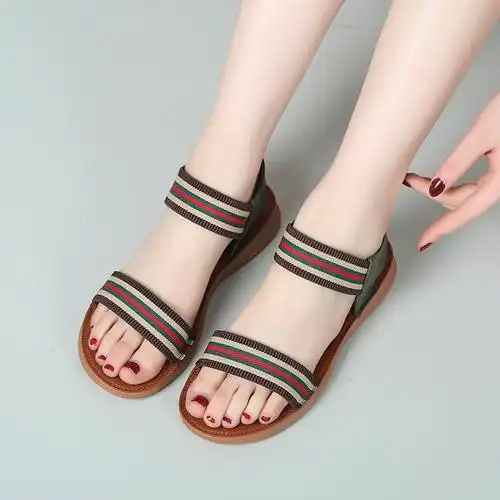 平底凉鞋女2022年夏季新款百搭一脚蹬显瘦牛筋软底孕妇防滑大码42