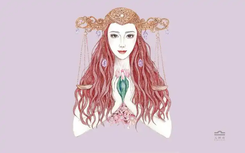 气质女神范冰冰精致手绘素描十二星座系列桌面壁纸高清下载第一辑