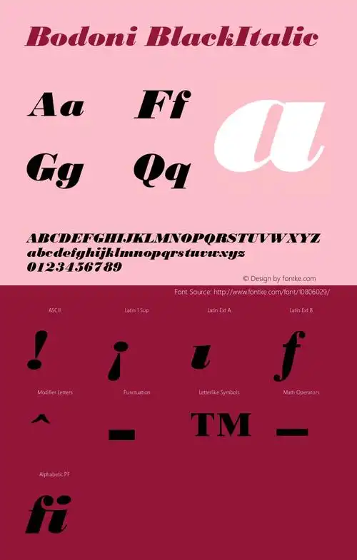 bodoni blackitalic version 1样张图片 - 字体样张图片大全 - 字客网