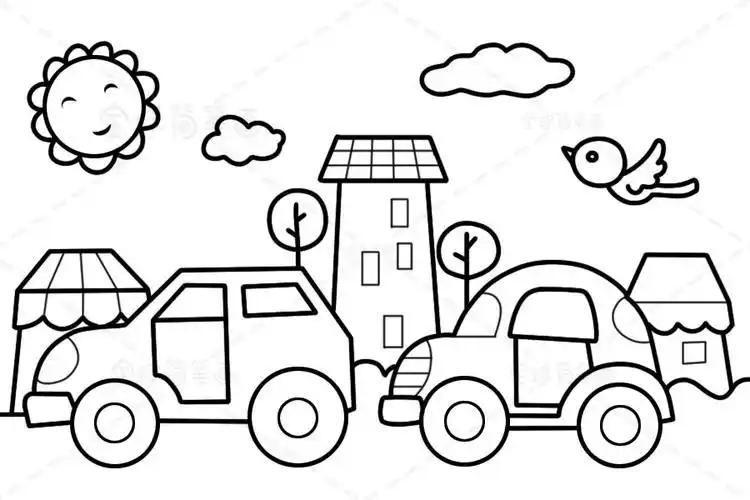 汽车大图简笔画涂色