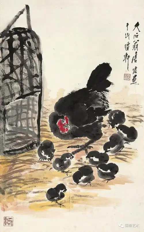现当代名家:唐云画小鸡,好可爱!