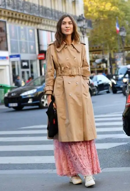 2018秋冬系列风衣搭配裙 冷风中的时髦