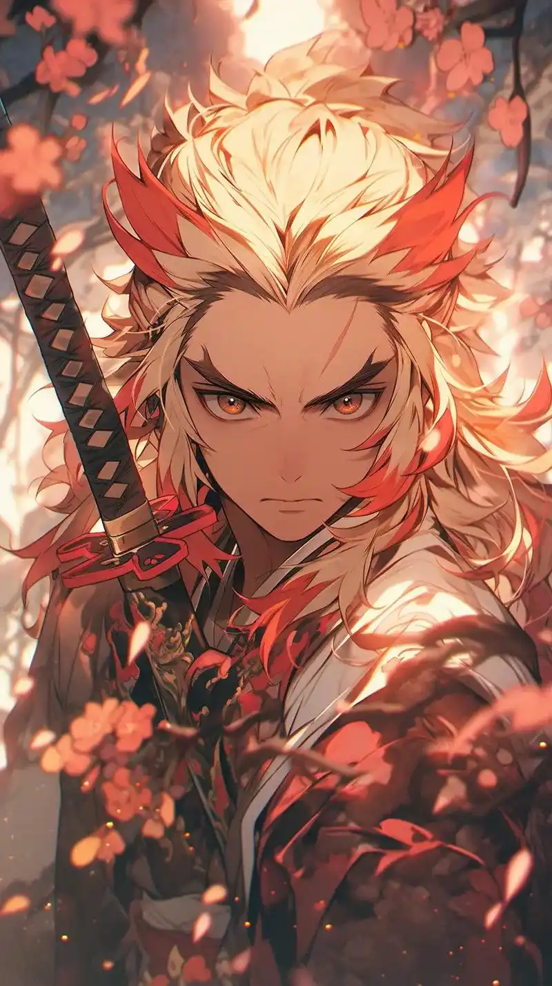 鬼灭之刃手机超清壁纸-炎柱-炼狱杏寿郎.关注后可私信我无水印 - 抖音