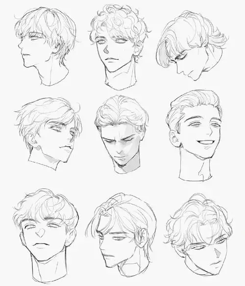 一些关于动漫男生发型参考麻竹绘制练手