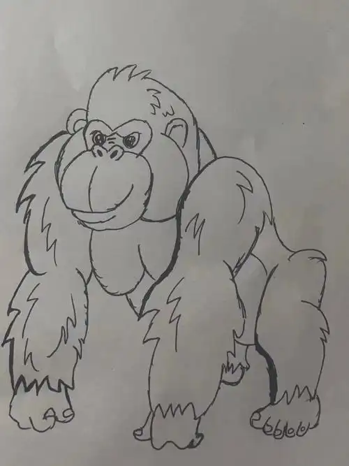 画个大猩猩,再来画几个,初中生的作品有潜力!
