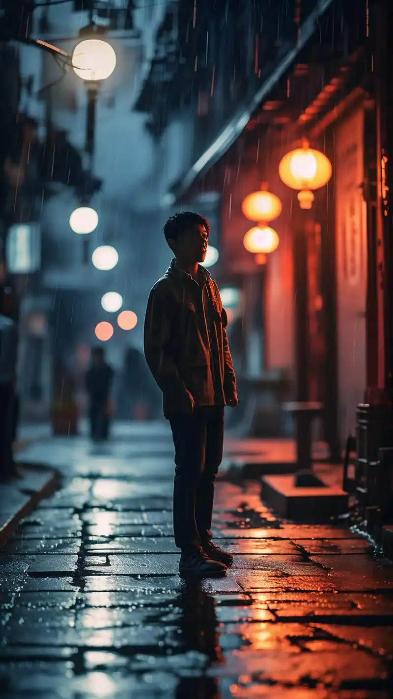 93伤感男生夜晚漫步壁纸08