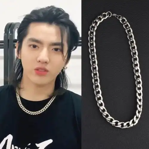 潮流合伙人吴亦凡同款项链欧美街头男女嘻哈古巴链颈链霸气粗项链