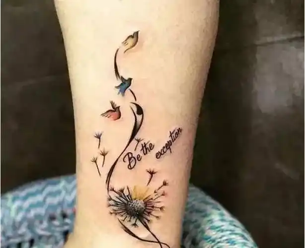 纹身素材随风飞翔的希望蒲公英