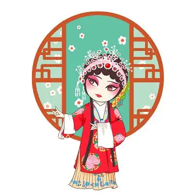 卡通手绘q版中国传统戏剧京剧人物素材