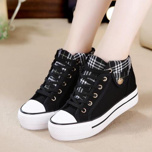 皮革pu皮的初中女生皮面高帮运动鞋学生高腰邦2022春秋季小众设计帆布