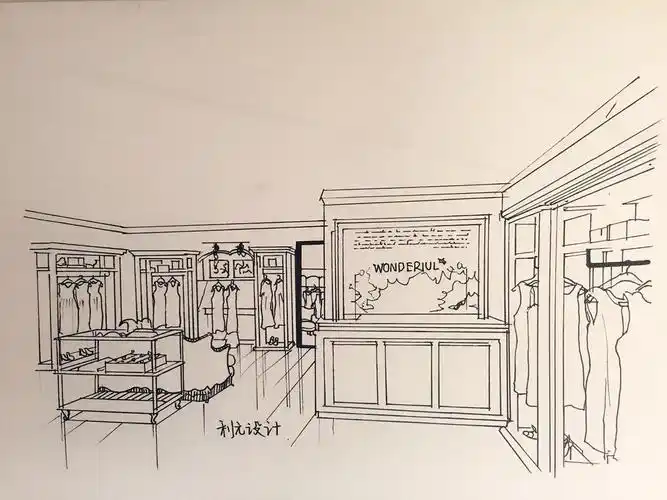 服装店手绘稿|空间|展陈设计|利元设计 - 原创作品 - 站酷 (zcool)