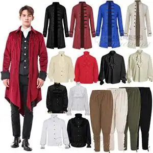 万圣节cos宫廷王子内搭衬衫欧美燕尾服中世纪复古中长款外套裤子