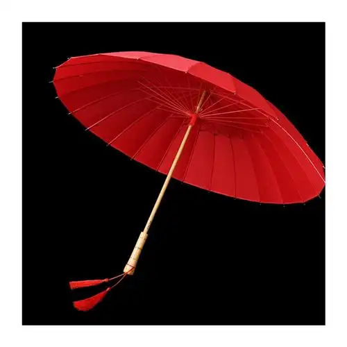 红色婚庆结婚红雨伞新娘出门出嫁喜庆蕾丝长柄驱蚊挂件