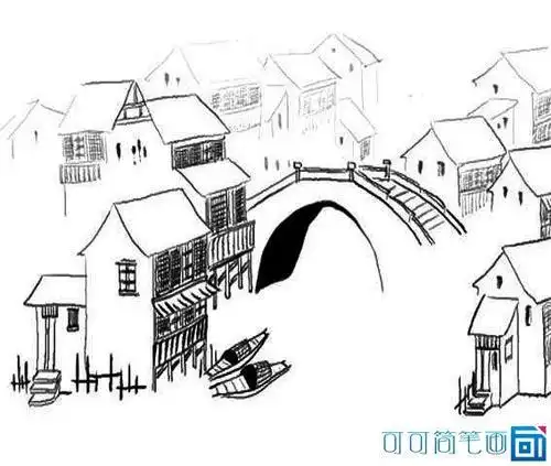 江南小船简笔画