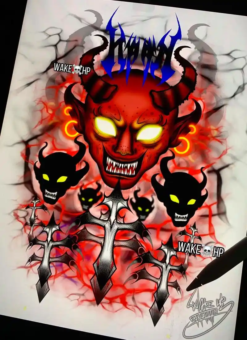 休息时间 一些原创作品——《撒旦》#tattoo #手稿分享 - 抖音