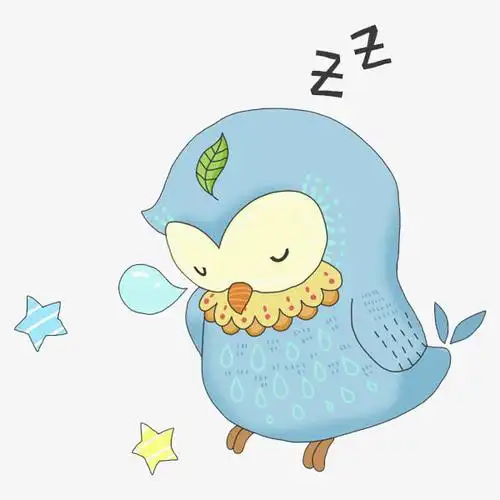 瞌睡的卡通瞌睡的猫头鹰免抠图