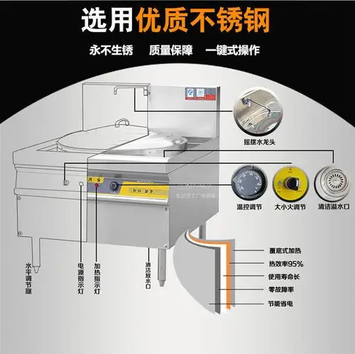 鲁厨商用78型电热大锅灶台 酒店饭店食堂商用电热锅电热炉 电炒锅